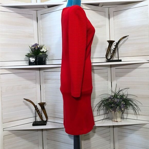 Vintage Red Knit Sweater Dress Size Medium 80s 90s - Picture 5 of 8